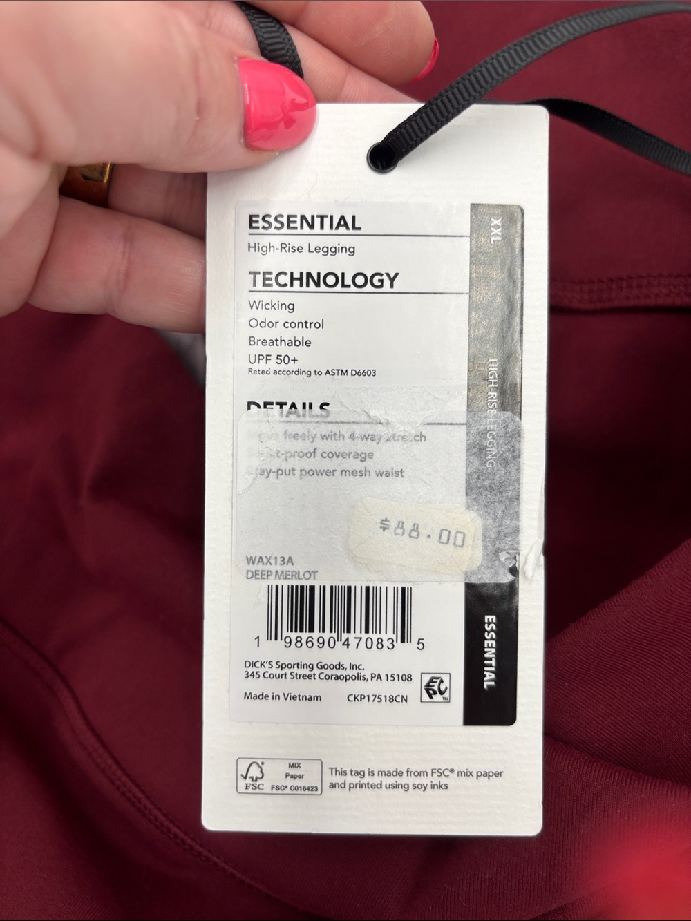 CALIA Essential Full Length Leggings in Deep Merlot - Picture 6 of 7